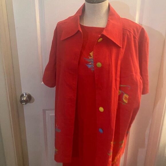 Sag Harbor Linen Dress & Jacket Set Sz 18W - Picture 3 of 12